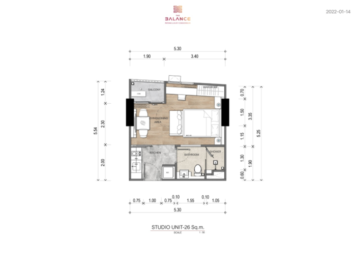 Студио, 26 m²