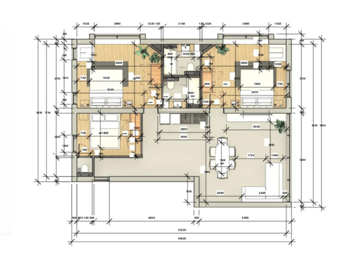 Триспален апартамент, 100 m²