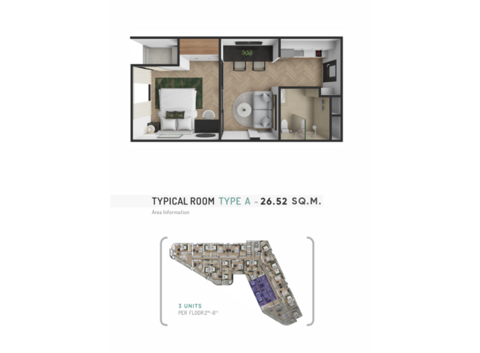 студио, 26 m²